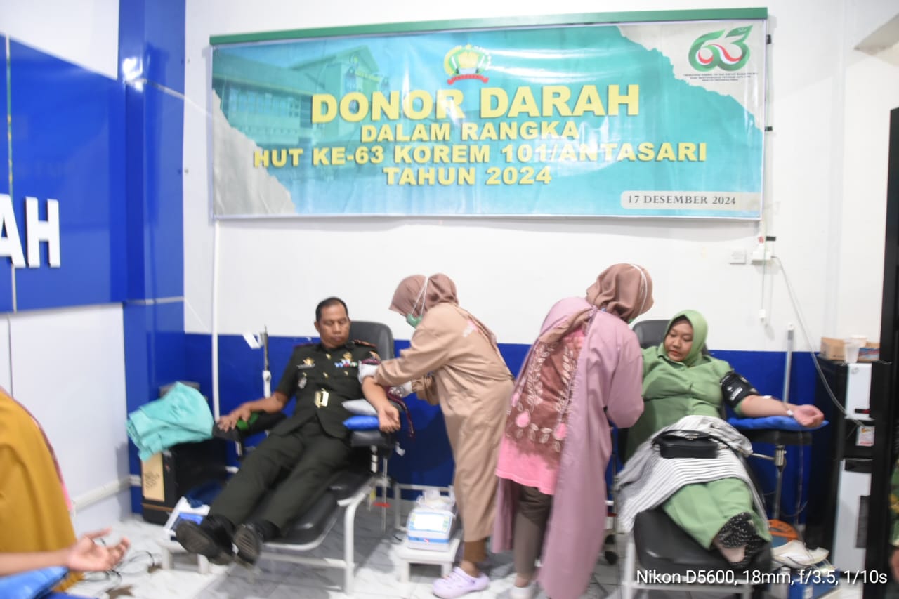 Kolaborasi Peduli, Berbagai Instansi Bersatu dalam Kegiatan Donor Darah Kodim 1002/HST