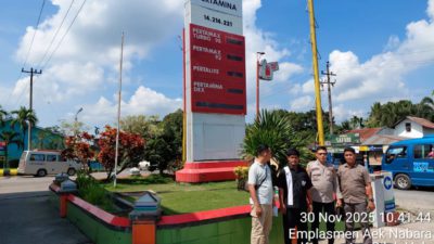 Polsek Bilah Hulu Pastikan Ketersediaan BBM Aman, Laksanakan Monitoring SPBU di Wilayah Hukumnya