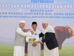 Gubernur H. Muhidin Didampingi Wagub Hasnuryadi Serahkan Sapi Kurban Bantuan Kemasyarakatan Presiden Prabowo Subianto, Sampaikan Pesan Semangat Berbagi, Kepedulian Sosial dan Gotong Royong