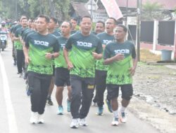 Aerobik Keliling Kota Jadi Cara Kodim 1002/HST Menjaga Kebugaran Personel