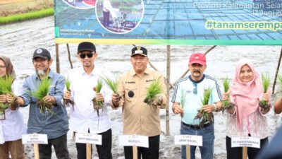 Bupati Bahrul Ilmi Hadiri Gerakan Tanam Serempak 52.000 Hektare, Tegaskan Komitmen Batola Dukung Swasembada Pangan Nasional