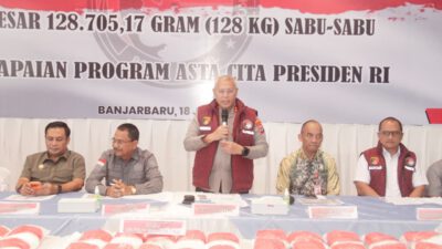 Polda Kalsel Sita 128 Kg Sabu Senilai Rp.231 Miliar, Lima Tersangka Jaringan Internasional Ditangkap