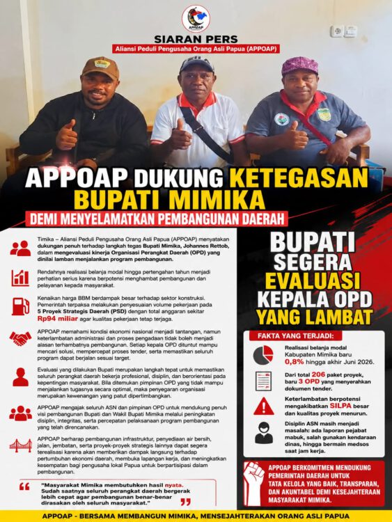 APPOAP Dukung Ketegasan Bupati Mimika Demi Menyelamatkan Pembangunan Daerah