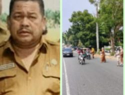 Menyambut HUT ke 81 Kemerdekaan RI kepala Dinas pertanian Labuhanbatu bersama staf bagikan Bendera Merah Putih