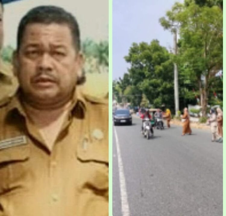 Dinas pertanian Labuhanbatu bersama staf bagikan Bendera Merah Putih