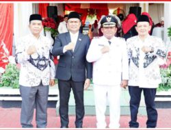 Wabup Labuhanbatu Pimpin Upacara Penurunan Bendera, Paskibraka Tuntaskan Tugas dengan Khidmat
