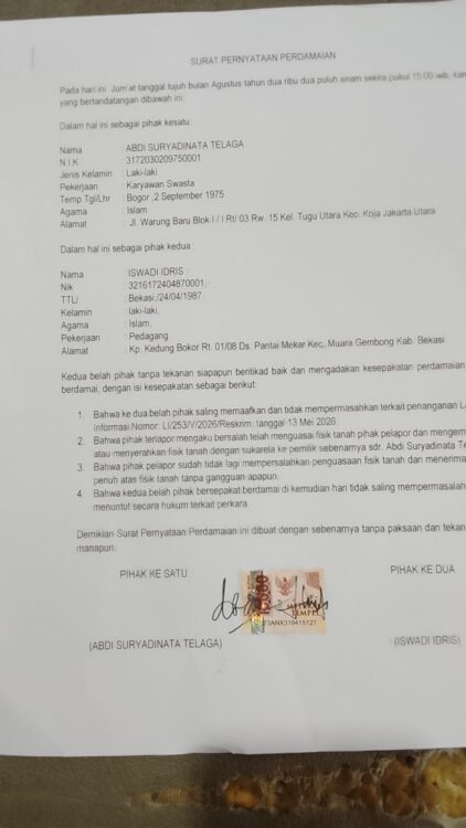 Dua Belah Pihak Sepakat Berdamai, Perselisihan Penguasaan Fisik Tanah Berakhir Secara Kekeluargaan