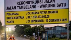 Minim Pengawasan, Proyek Jalan Warung Satu Tambelang Baru Pasang Papan Nama Setelah Sorotan Media