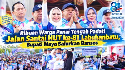 Ribuan Warga Panai Tengah Padati Jalan Santai HUT ke-81 Labuhanbatu, Bupati Maya Salurkan Bansos