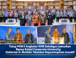 Tutup PKN II Angkatan XVIII Sekaligus Peluncuran Banua Kalsel Corporate University, Gubernur H. Muhidin Tekankan Kepemimpinan Inovatif 