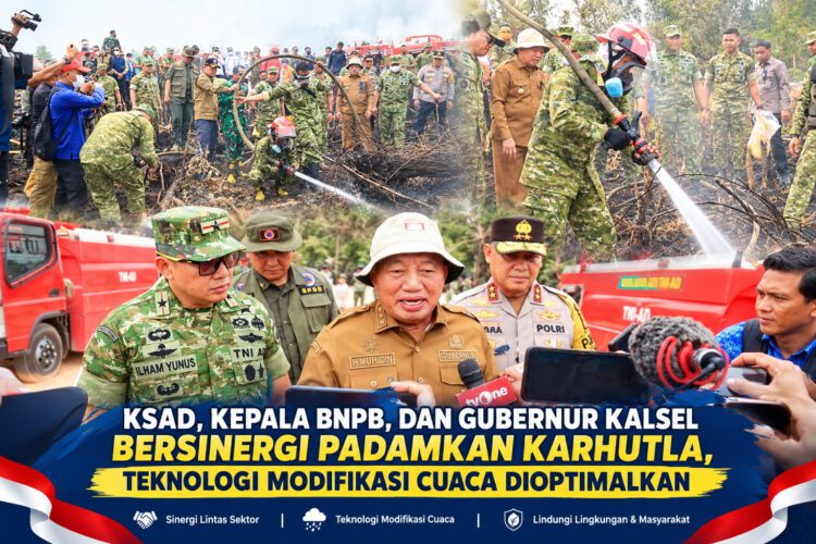 ASAD, Kepala BNPB, dan Gubernur Kalsel Bersinergi Padamkan Karhutla, Teknologi Modifikasi