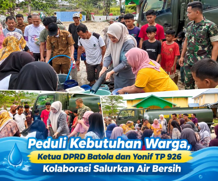 Peduli Kebutuhan Warga, Ketua DPRD Batola dan Yonif TP 926 Kolaborasi Salurkan Air Bersih