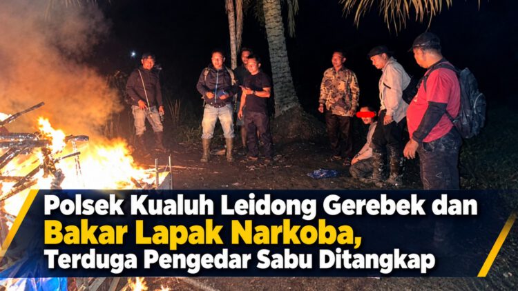 Polsek Kualuh Leidong Gerebek dan Bakar Lapak Narkoba, Terduga Pengedar Sabu Ditangkap